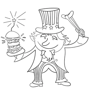 Fourth of July Uncle Sam Coloring Page
