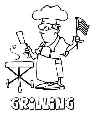 Grilling on the 4th of July Coloring Page