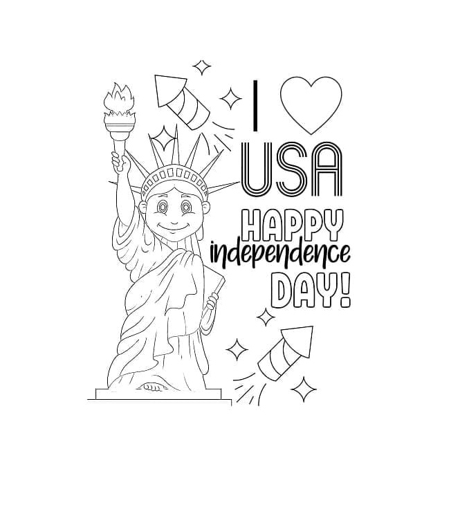 Happy Independence Day USA - I Love It! Coloring Page