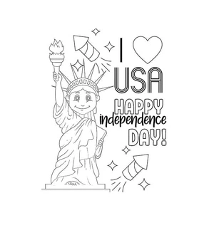 Happy Independence Day USA - I Love It! Coloring Page