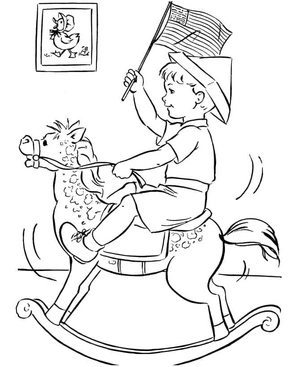 "Kid Celebrating the 4th of July" Coloring Page