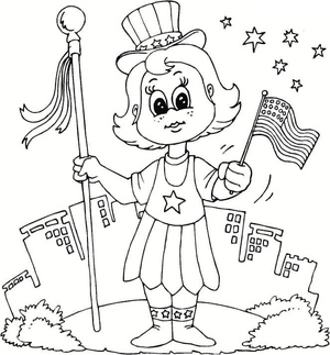 Patriotic Girl Celebrating the 4th of July