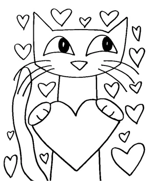 "Pete the Cat Celebrates Valentine's Day" Coloring Page