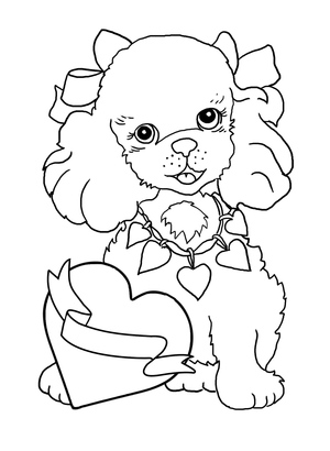 Poodle Dog with Heart for Valentine's Day
