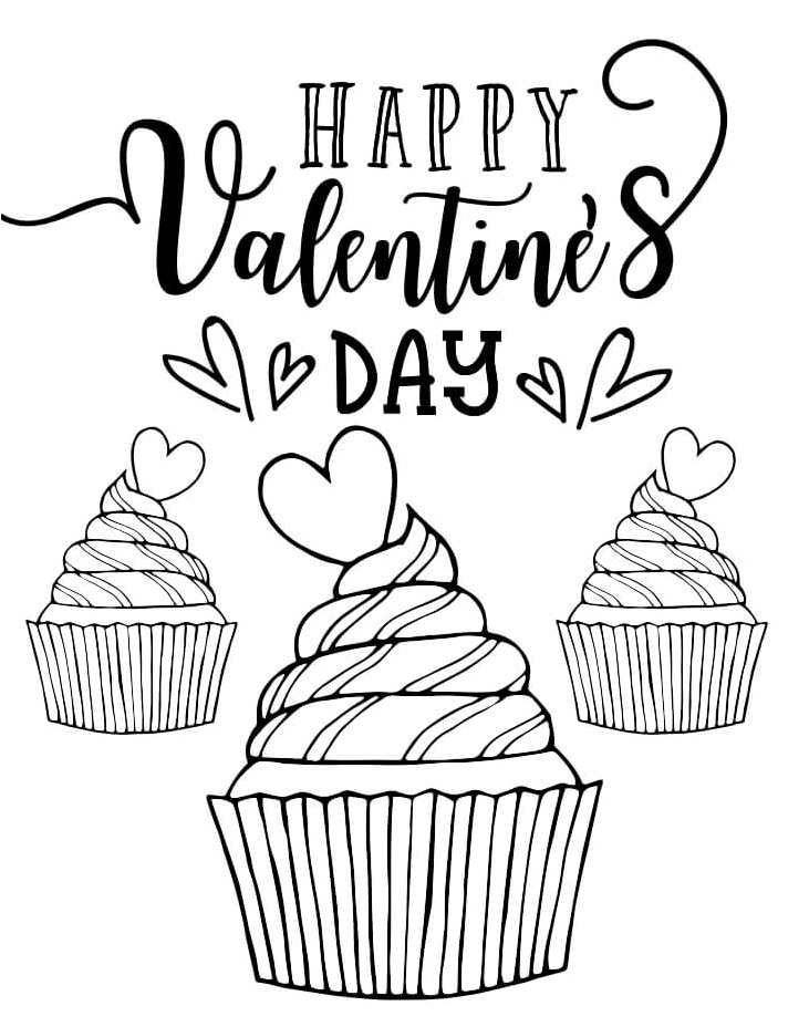 Valentine's Day Cakes Coloring Page