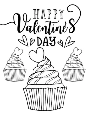 Valentine's Day Cakes Coloring Page