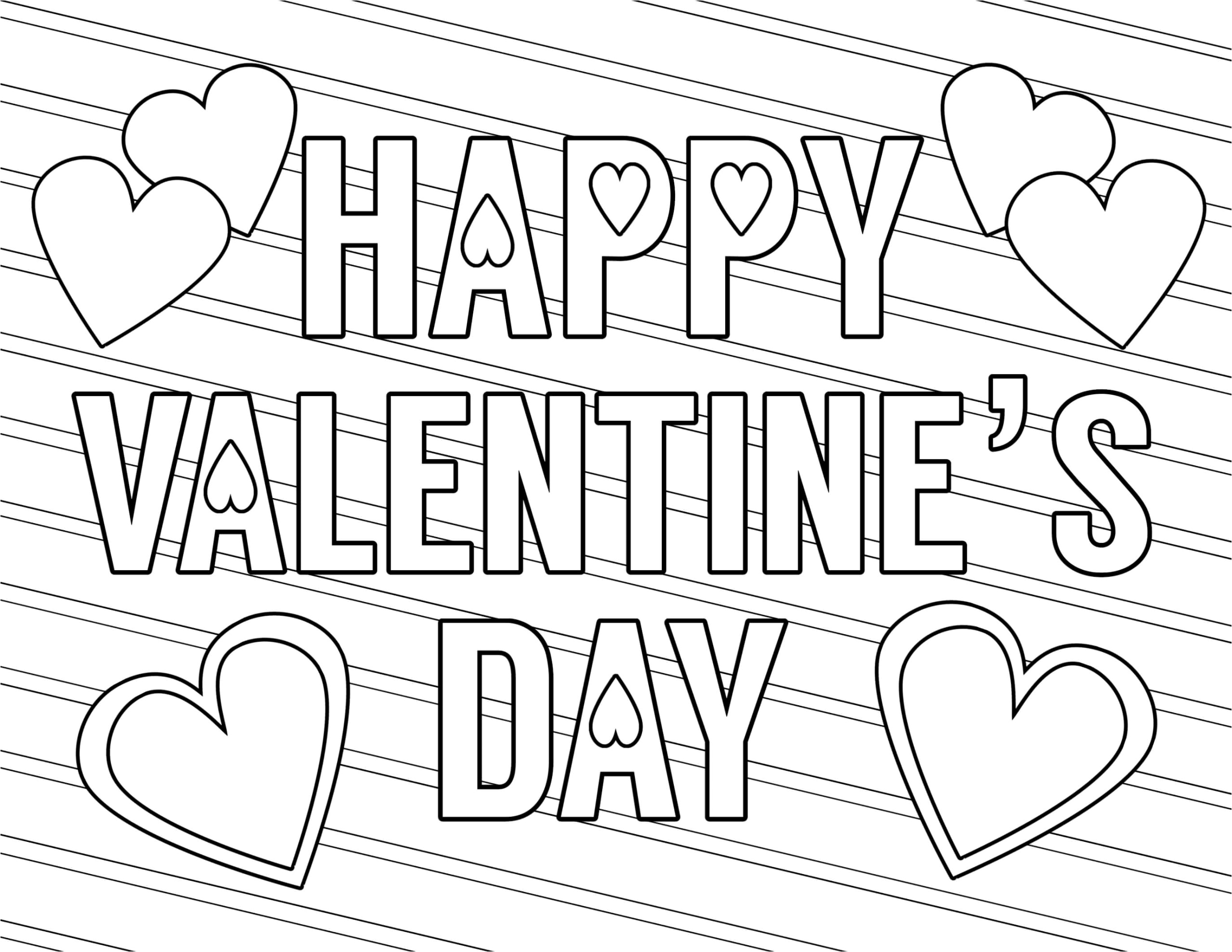 Valentine's Day Celebration Simple Design Coloring Page