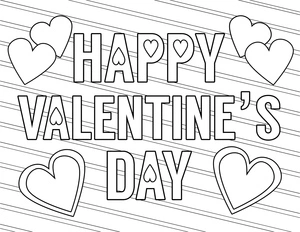 Valentine's Day Celebration Simple Design Coloring Page