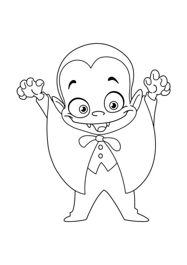 A Small Vampire displays His Fangs Coloring Page