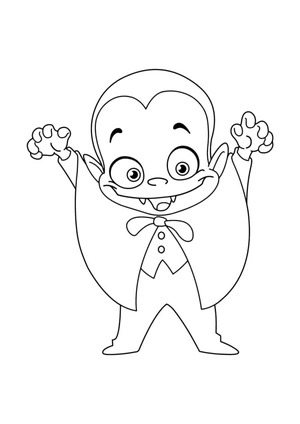 A Small Vampire displays His Fangs Coloring Page