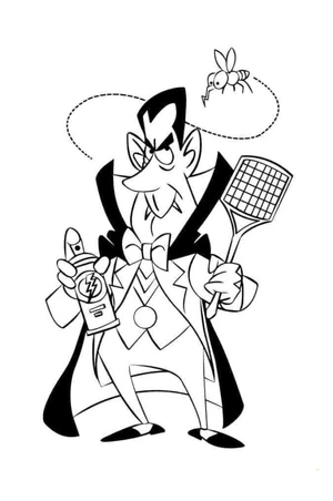 A Vampire Attempting to Capture a Troublesome Fly Coloring Page