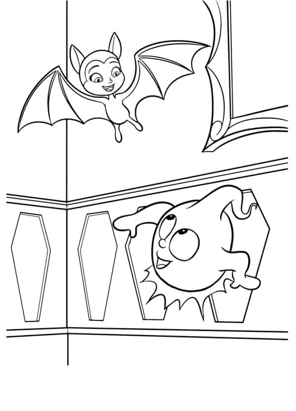 Flying with the Bat Ghost Coloring Page