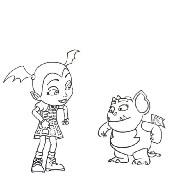 Gregoria the Gargoyle with Her Friend V Coloring Page