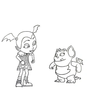 Gregoria the Gargoyle with Her Friend V Coloring Page