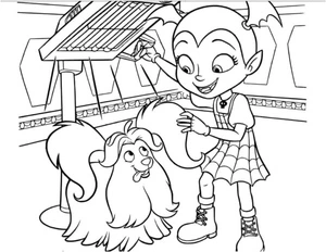 Vampirina Lovingly Styles Her Furry Friend's Hair Coloring Page