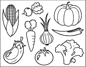 Collection of Vegetables Coloring Page