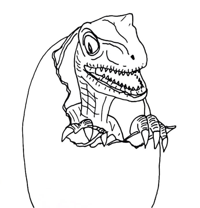 Playful Infant Velociraptor Coloring Page