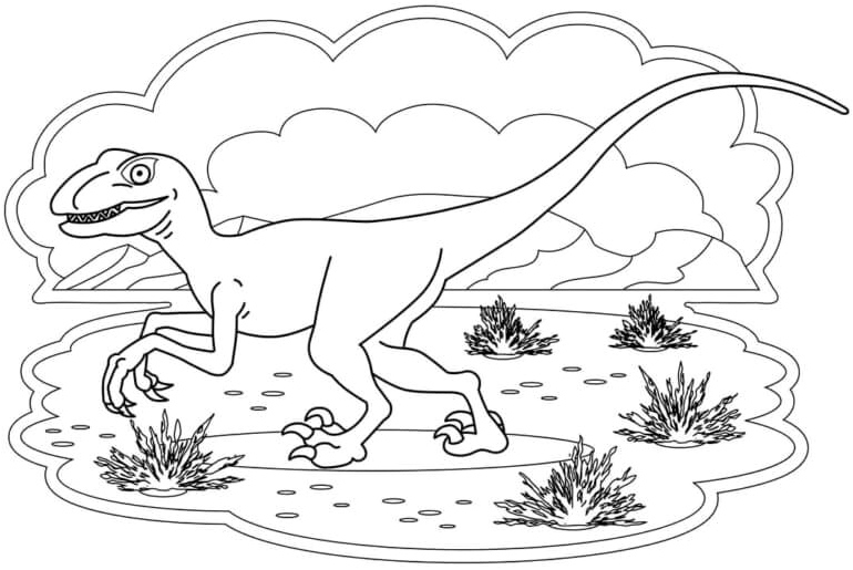 Velociraptor in Motion Coloring Page