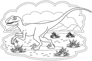 Velociraptor in Motion Coloring Page