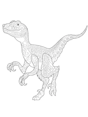 Walking Velociraptor Mandala Coloring Page