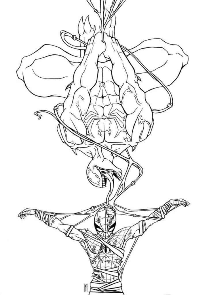 Venom alongside Spider-Man, not listed as Spider-Man and Venom Coloring Page