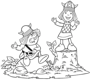 Snorre the Viking and Vicky Coloring Page