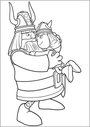Viking Father and Son Coloring Page