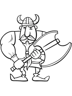 Viking with an Axe Coloring Page