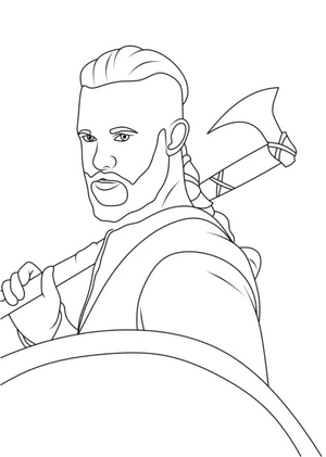 Vikings Holding Axes Coloring Page
