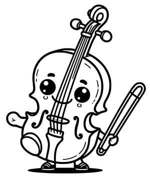 Cute Violin Coloring Page