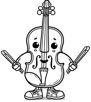 Happy Violin Coloring Page