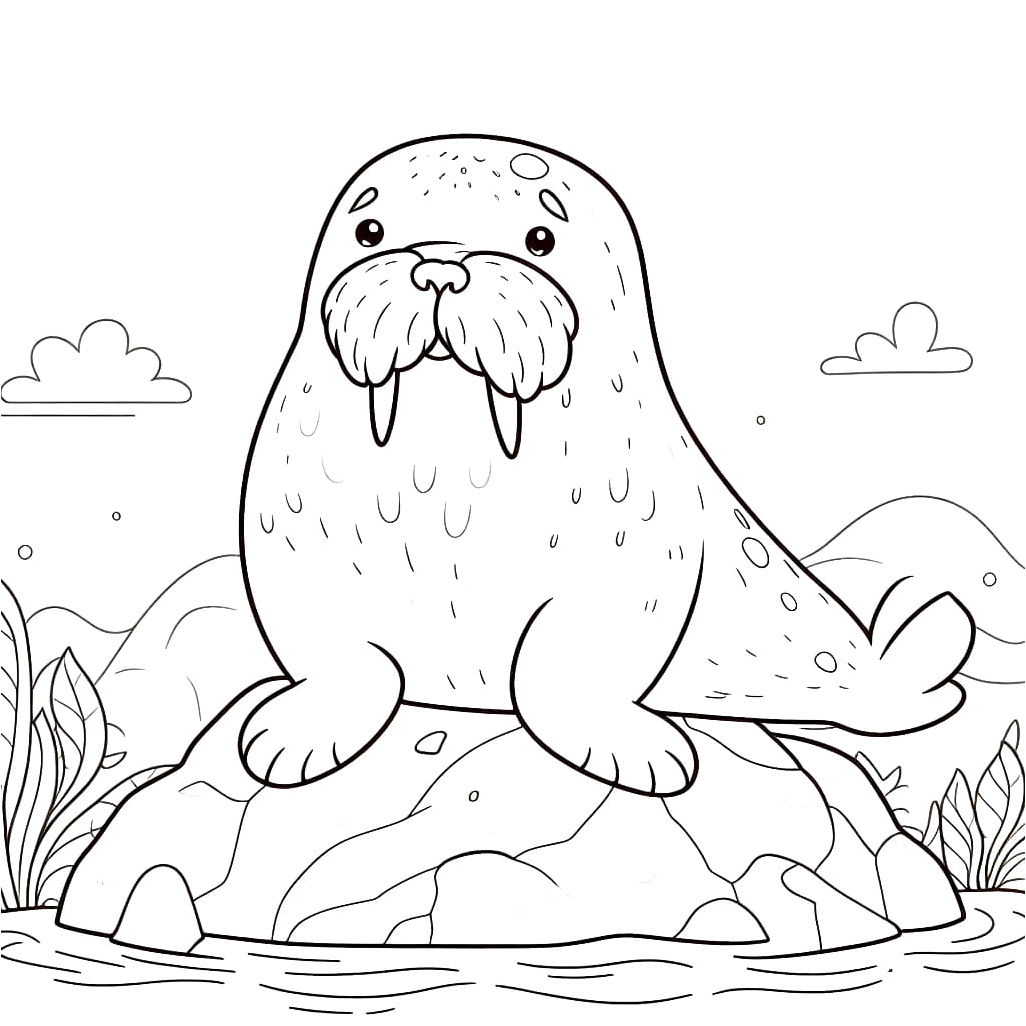 Adorable Walrus Coloring Page