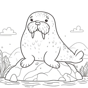 Adorable Walrus Coloring Page