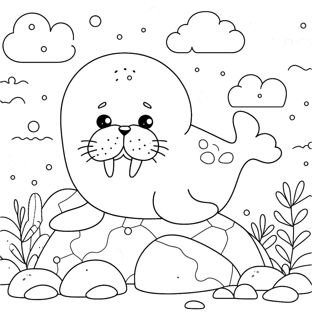 Cute Walrus - Avoid Using Adorable Walrus Coloring Page