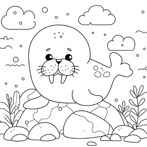 Cute Walrus - Avoid Using Adorable Walrus Coloring Page