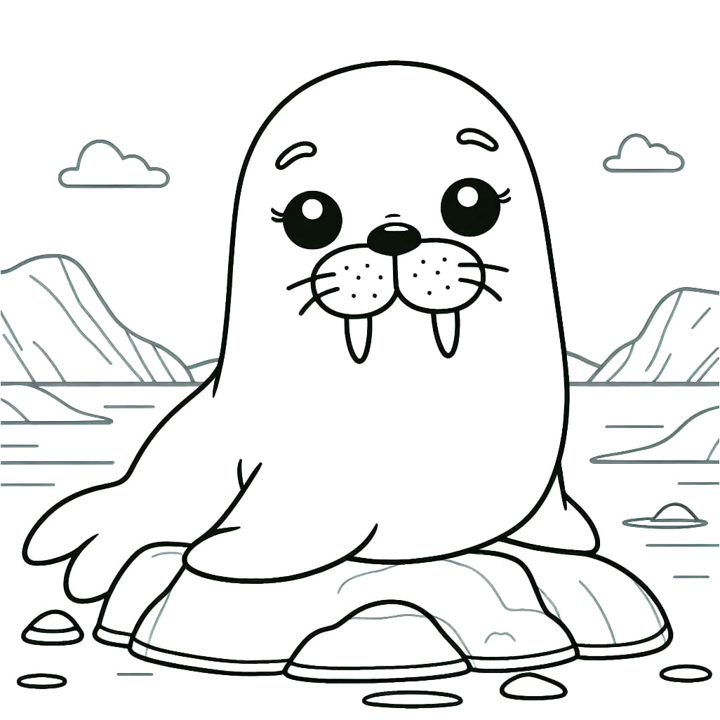 Cute Walrus Coloring Page