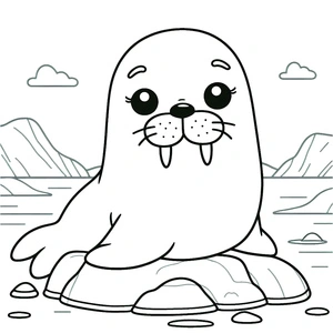 Cute Walrus Coloring Page