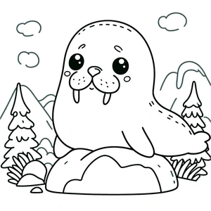 Sweet Walrus Coloring Page
