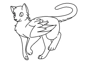 Warrior Cat with Wings Coloring Page