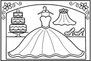Basic Bridal Gown Coloring Page