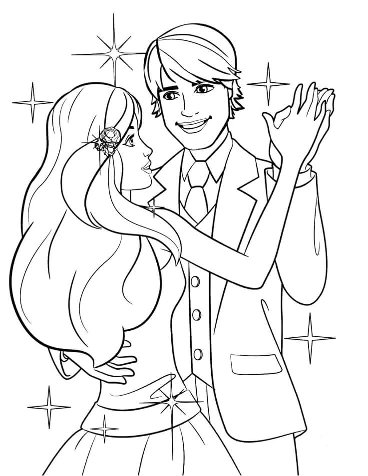 Bride and Groom dancing at a wedding Coloring Page