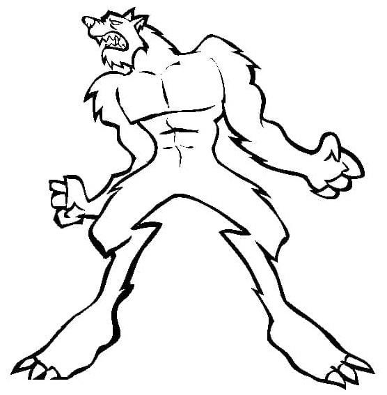 Furious Wolf Man Coloring Page