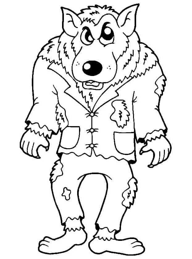 Humorous Werewolf Coloring Page
