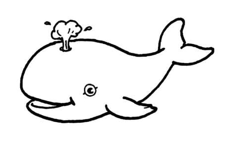 Whale in Minimalistic Style Coloring Page