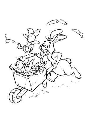 Piglet, Roo, and Rabbit Coloring Page