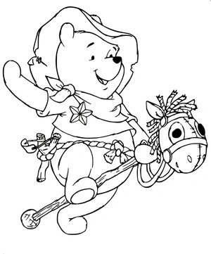 Pooh the Cowboy Coloring Page