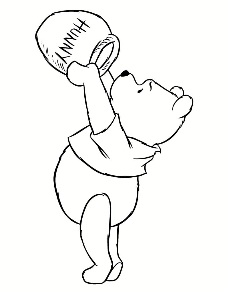 Winnie the Pooh and the Empty Honey Jar Coloring Page