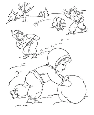 Betty is Rolling a Big Snowball Coloring Page