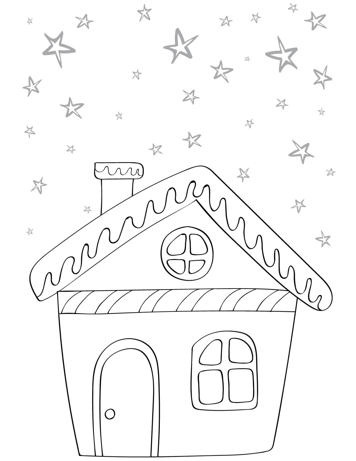 Winter Star House Coloring Page