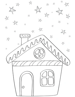 Winter Star House Coloring Page